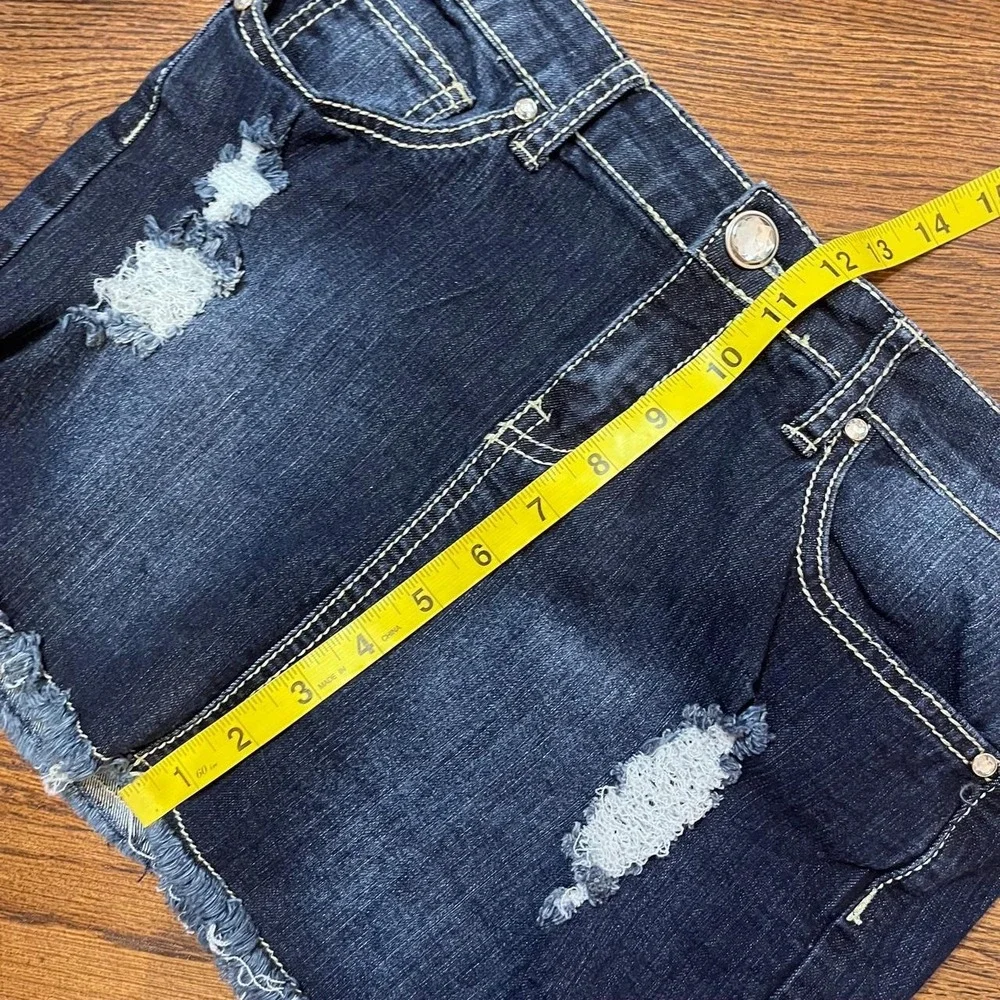 y2k dark wash low rise jean skirt size 3/4